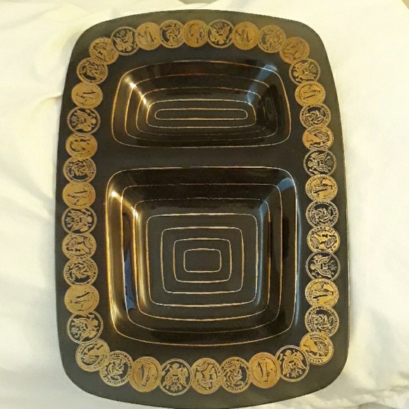 Mid century modern black glass tray - Picture 1 of 4